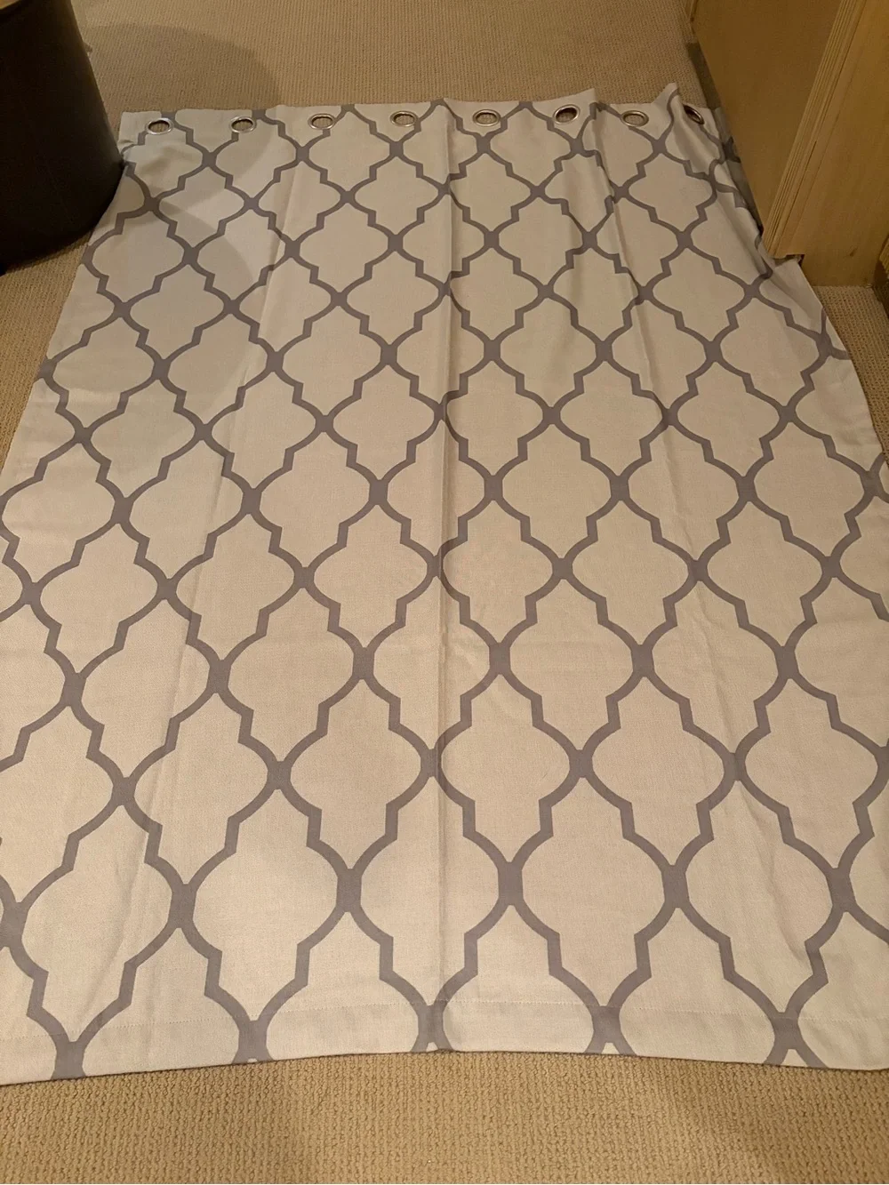 Beige and Gray Trellis Pattern Grommet Curtains Set of 2